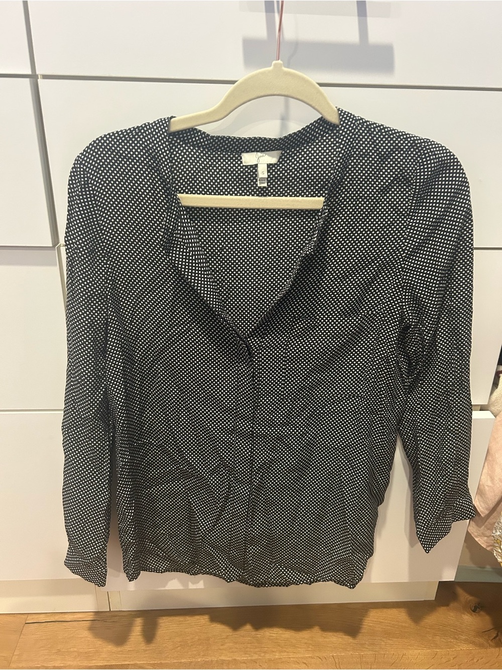Joie Black and White Polka Dot Button-Up Blouse size small